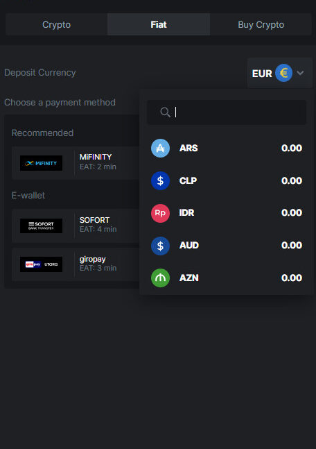 BC Game Fiat currency transactions